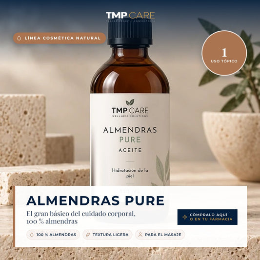 TMP CARE Almendras Pure · Línea Cosmética natural: El gran básico del cuidado corporal, 100 % almendras. Cómpralo aquí o en tu farmacia
