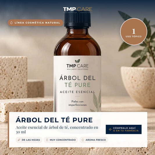 TMP CARE Árbol del Té Pure · Línea Cosmética natural: Aceite esencial de árbol de té, concentrado en 30 ml. Cómpralo aquí o en tu farmacia