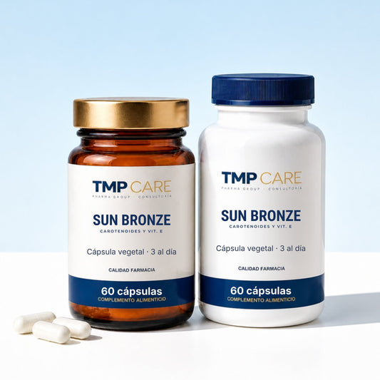 TMP CARE Sun Bronze en envase de vidrio ámbar y de PET blanco